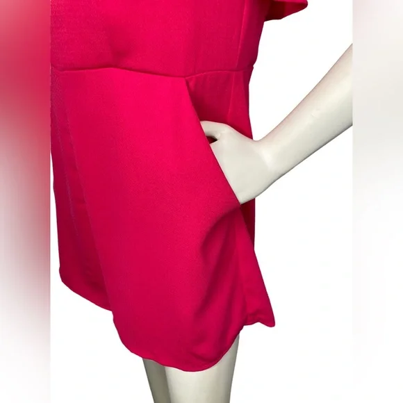 NWOT. SHINESTAR Pink Off Shoulder Flounce Sleeve Romper With Pockets - Picture 11 of 14